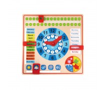 Medinis edukacinis laikrodis su kalendoriumi | Anglų kalba | Tooky TKC258A